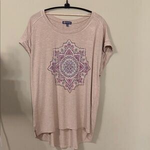 NWOT Democracy Light tan Mandala Graphic Tee
